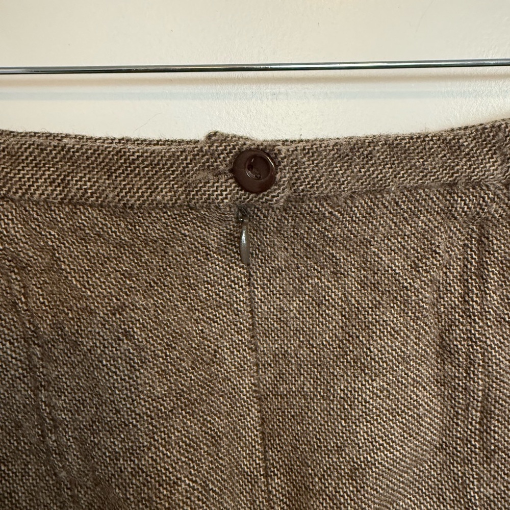 Conrad C Brown Wool Tweed A-Line Skirt w Lace Hem | Size 14 - Picture 7 of 7